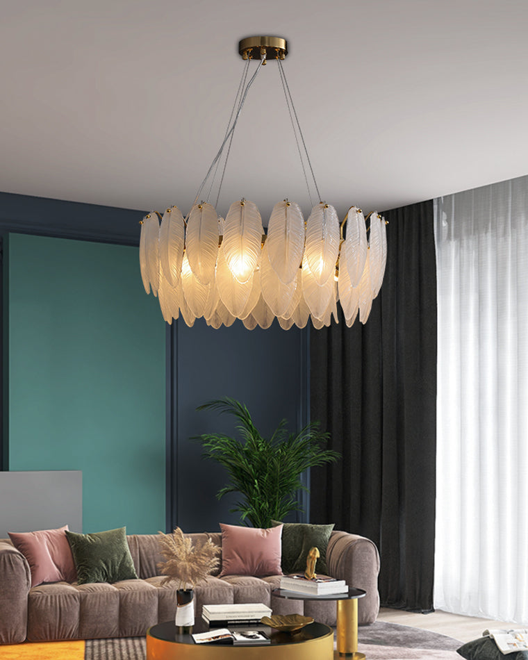 Diff Frosted Glass Feather Chandelier-DF2196