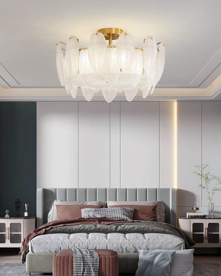 Diff Frosted Glass Feather Chandelier-DF2196