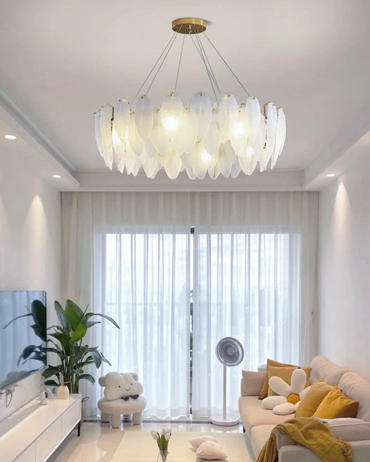Diff Frosted Glass Feather Chandelier-DF2196