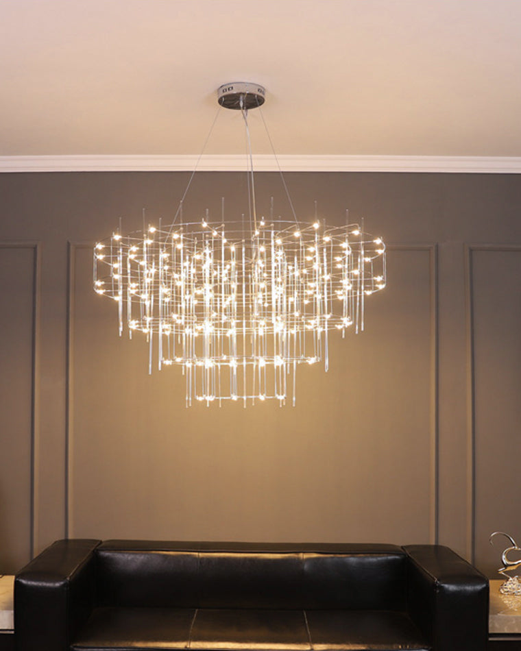 Diff Tiered Glass Rod Sculptural Chandelier-DF2199
