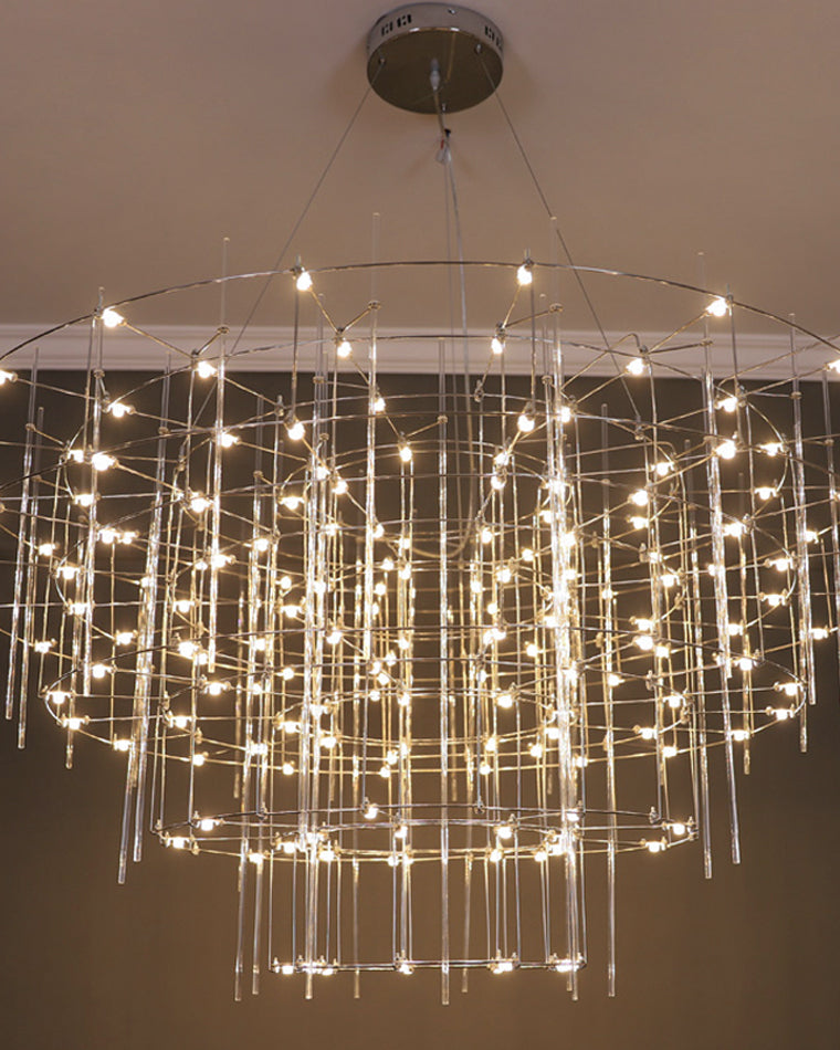Diff Tiered Glass Rod Sculptural Chandelier-DF2199