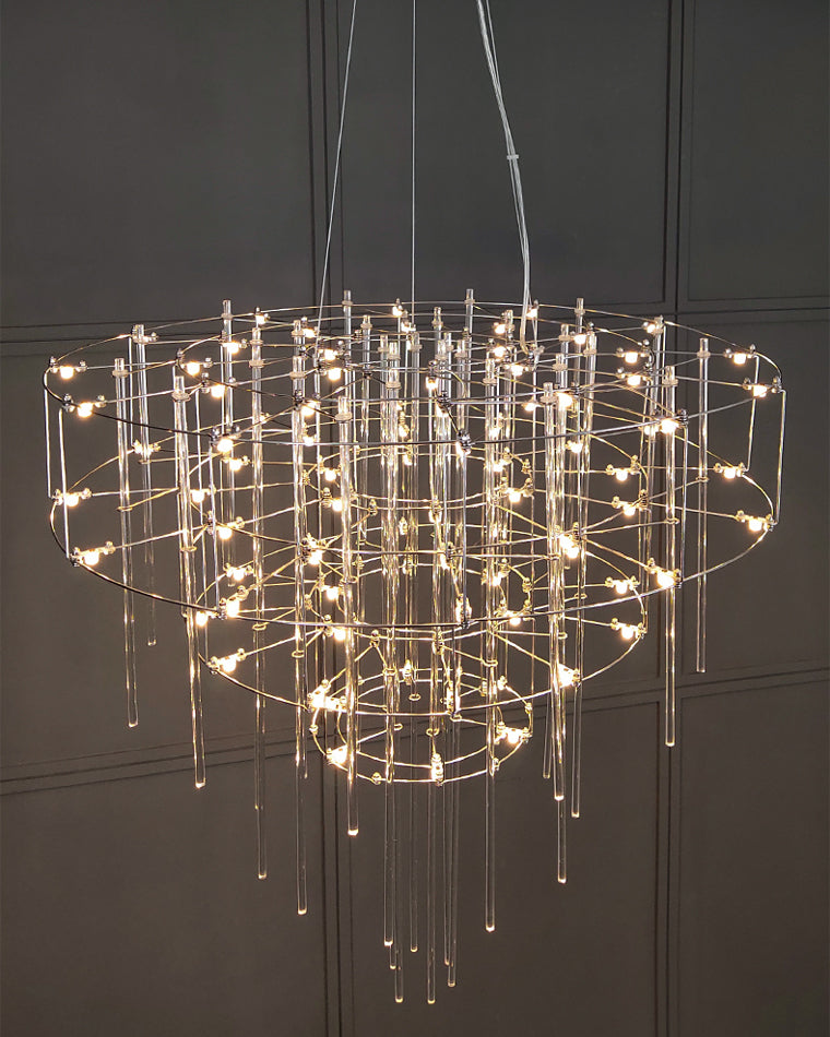 Diff Tiered Glass Rod Sculptural Chandelier-DF2199