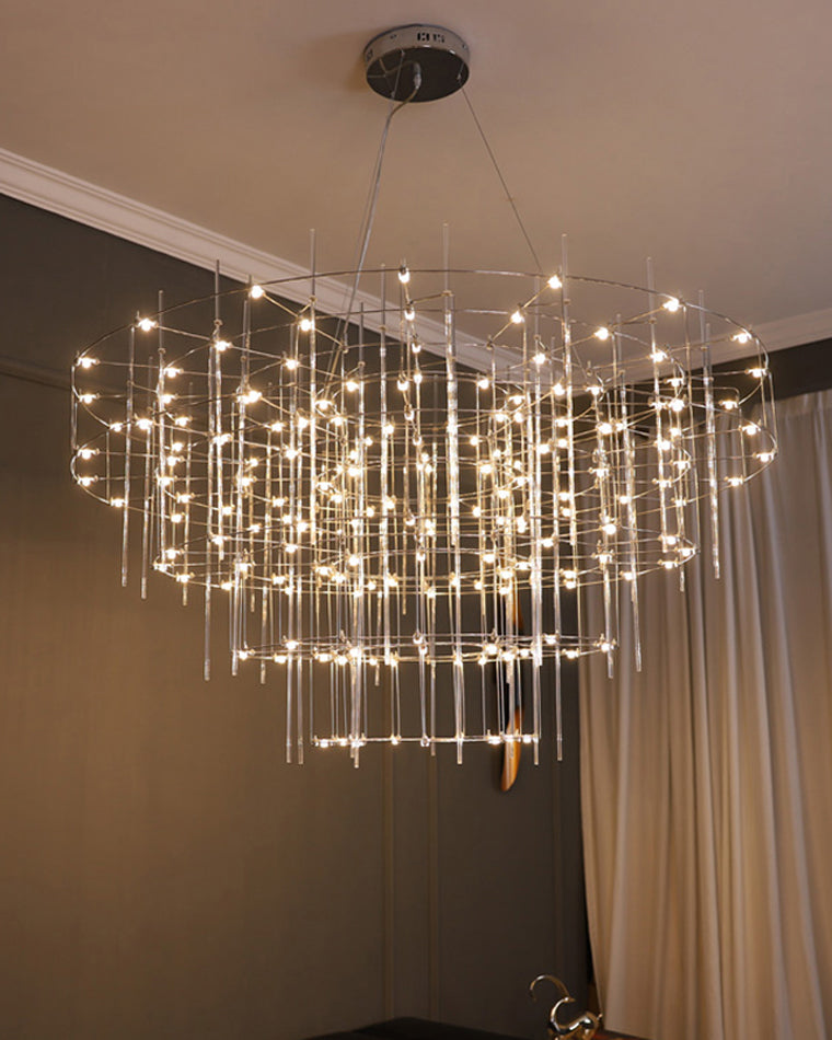 Diff Tiered Glass Rod Sculptural Chandelier-DF2199