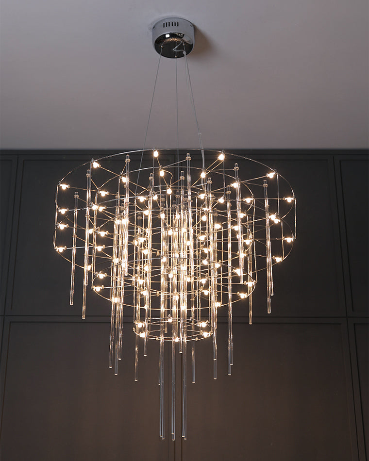Diff Tiered Glass Rod Sculptural Chandelier-DF2199