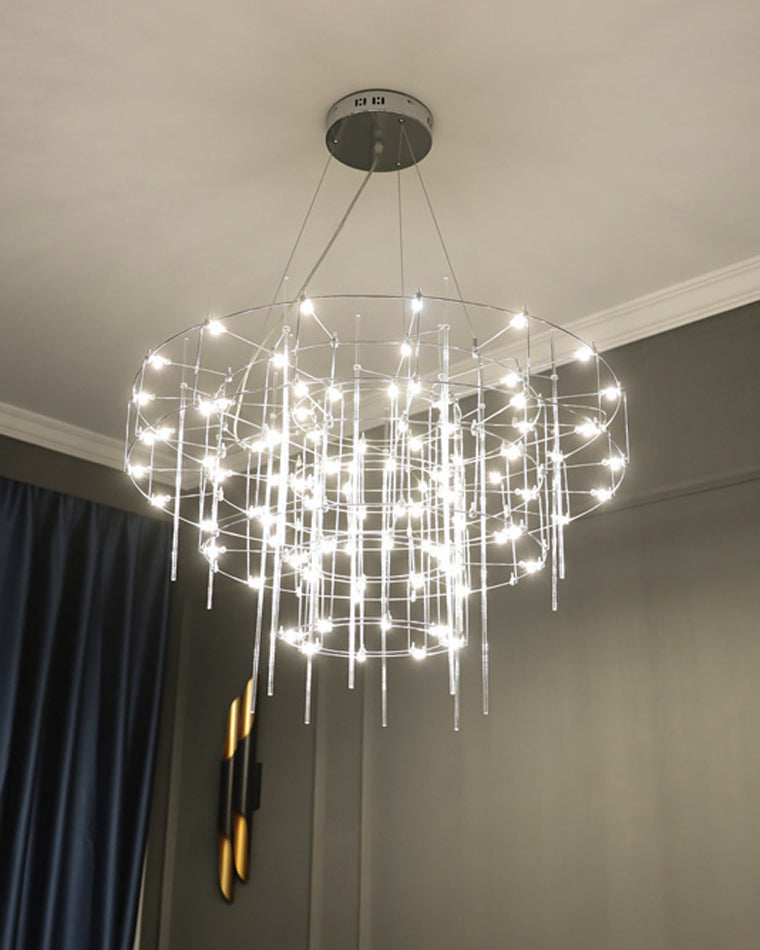 Diff Tiered Glass Rod Sculptural Chandelier-DF2199