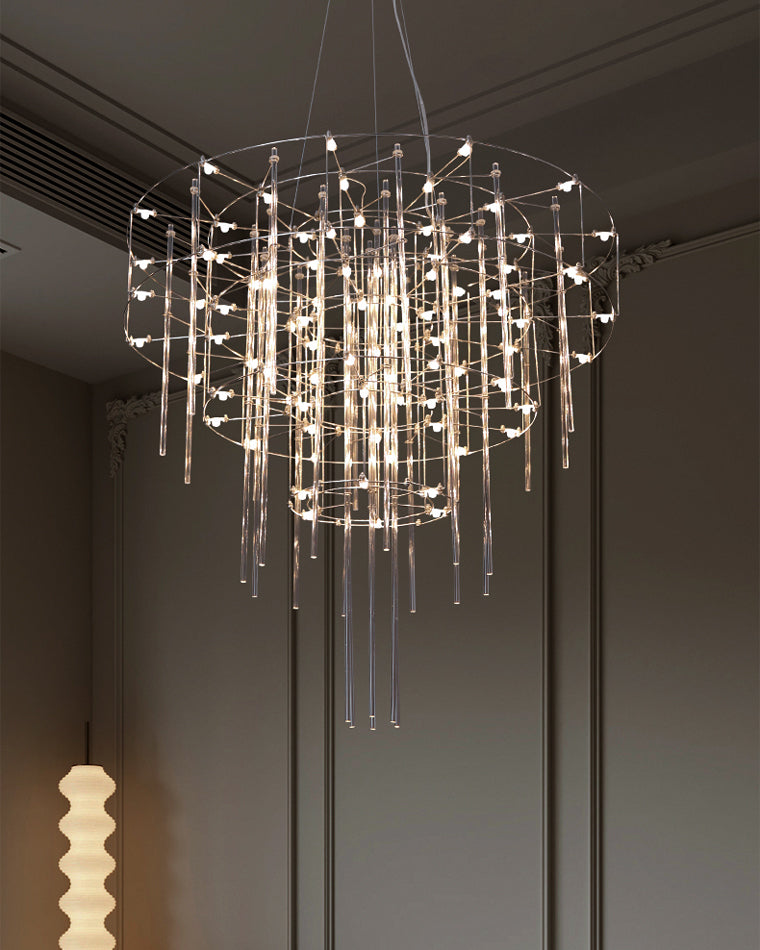 Diff Tiered Glass Rod Sculptural Chandelier-DF2199