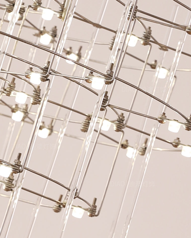 Diff Tiered Glass Rod Sculptural Chandelier-DF2199