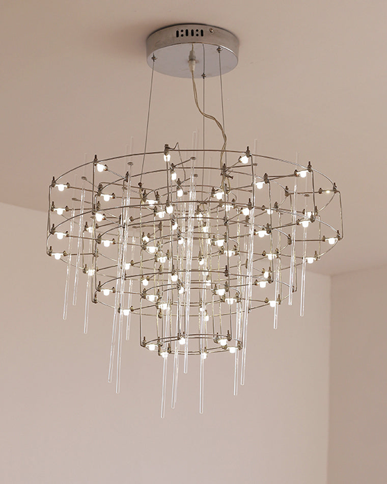 Diff Tiered Glass Rod Sculptural Chandelier-DF2199