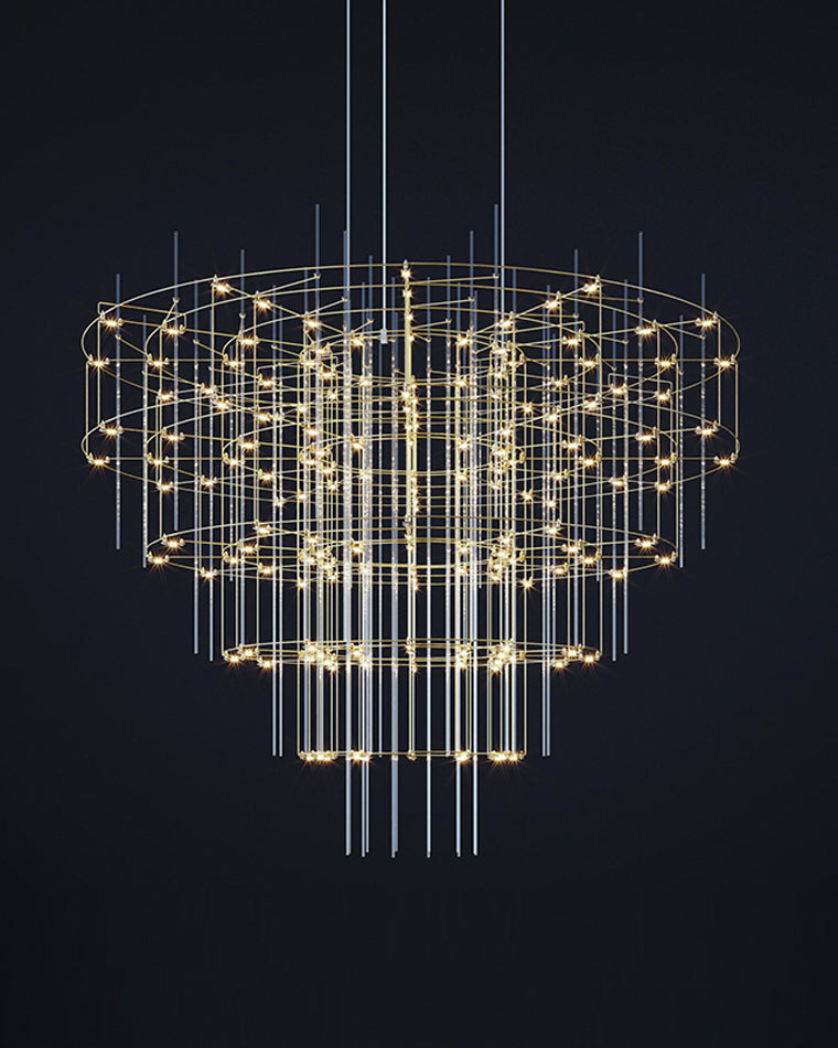 Diff Tiered Glass Rod Sculptural Chandelier-DF2199