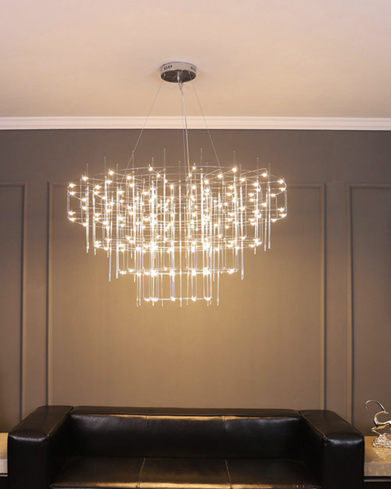 Diff Tiered Glass Rod Sculptural Chandelier-DF2199