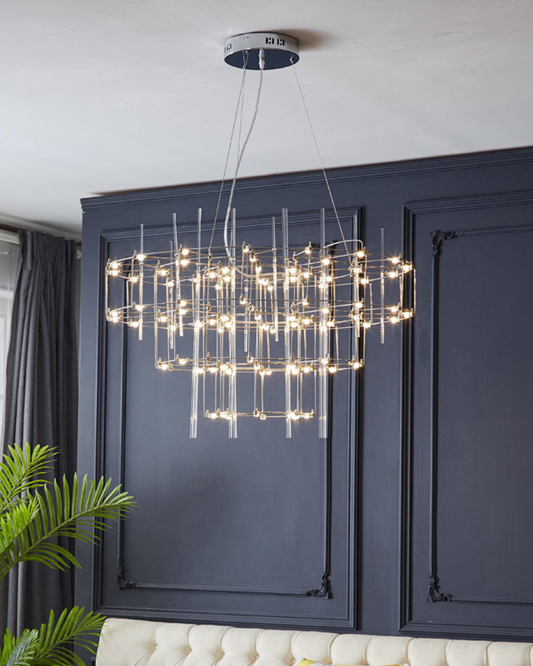 Diff Tiered Glass Rod Sculptural Chandelier-DF2199