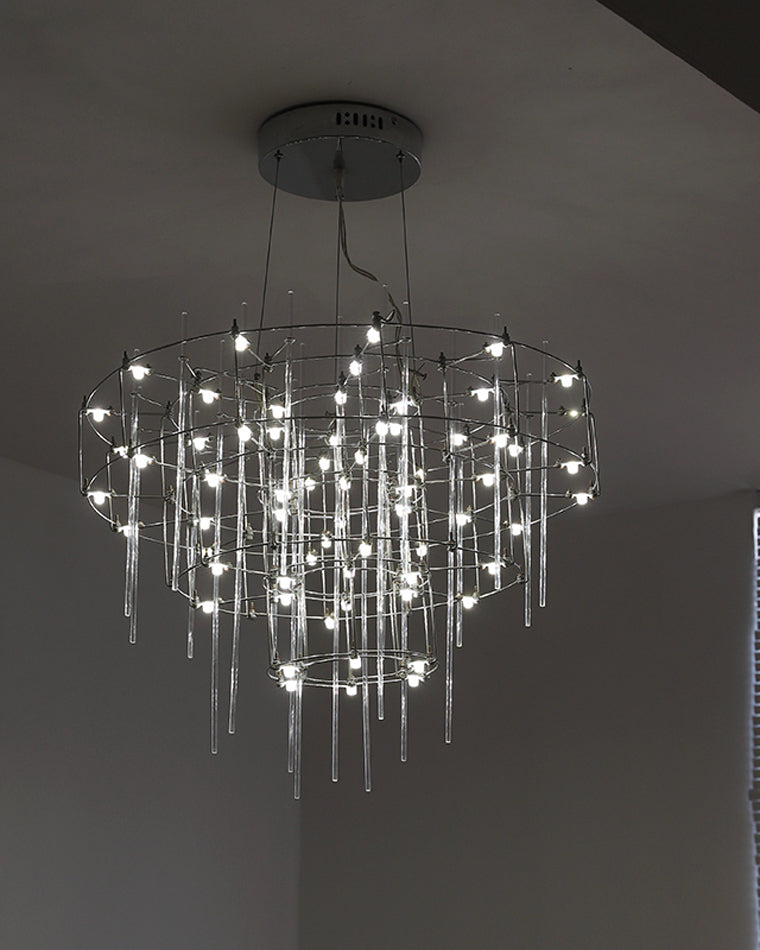 Diff Tiered Glass Rod Sculptural Chandelier-DF2199