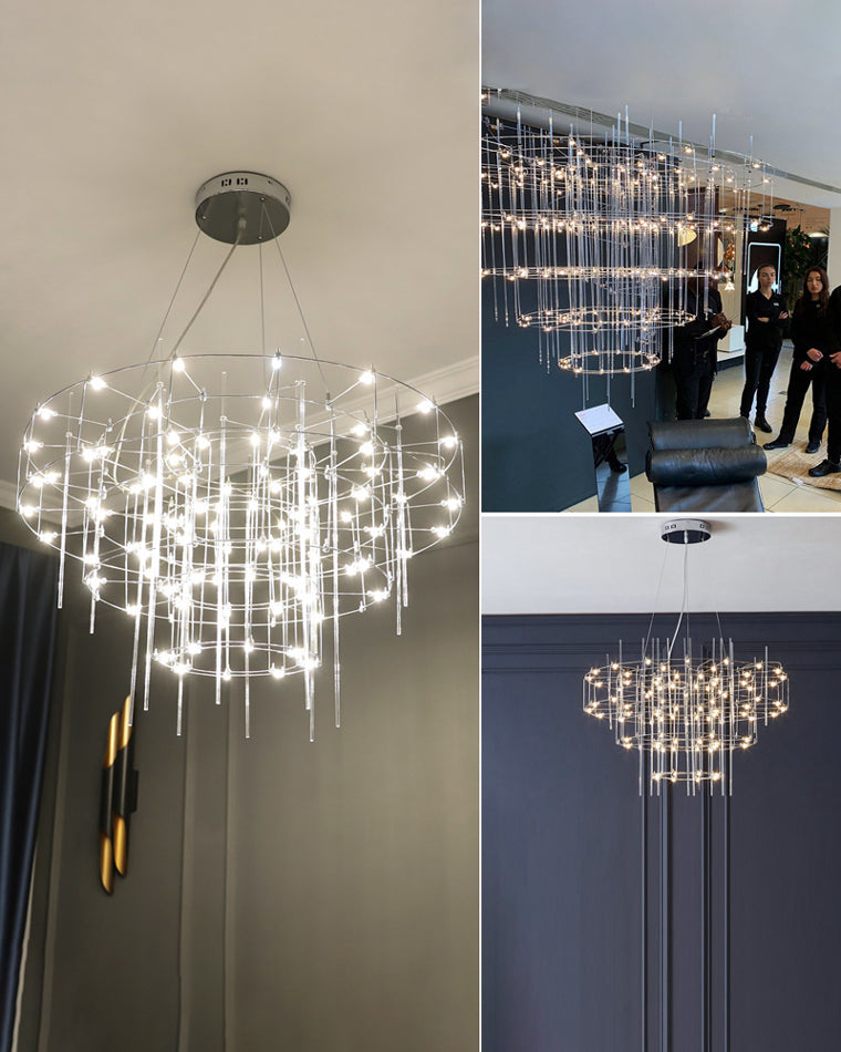 Diff Tiered Glass Rod Sculptural Chandelier-DF2199