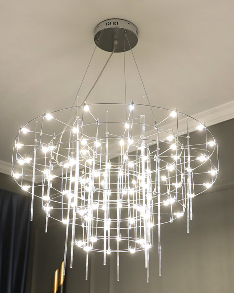 Diff Tiered Glass Rod Sculptural Chandelier-DF2199