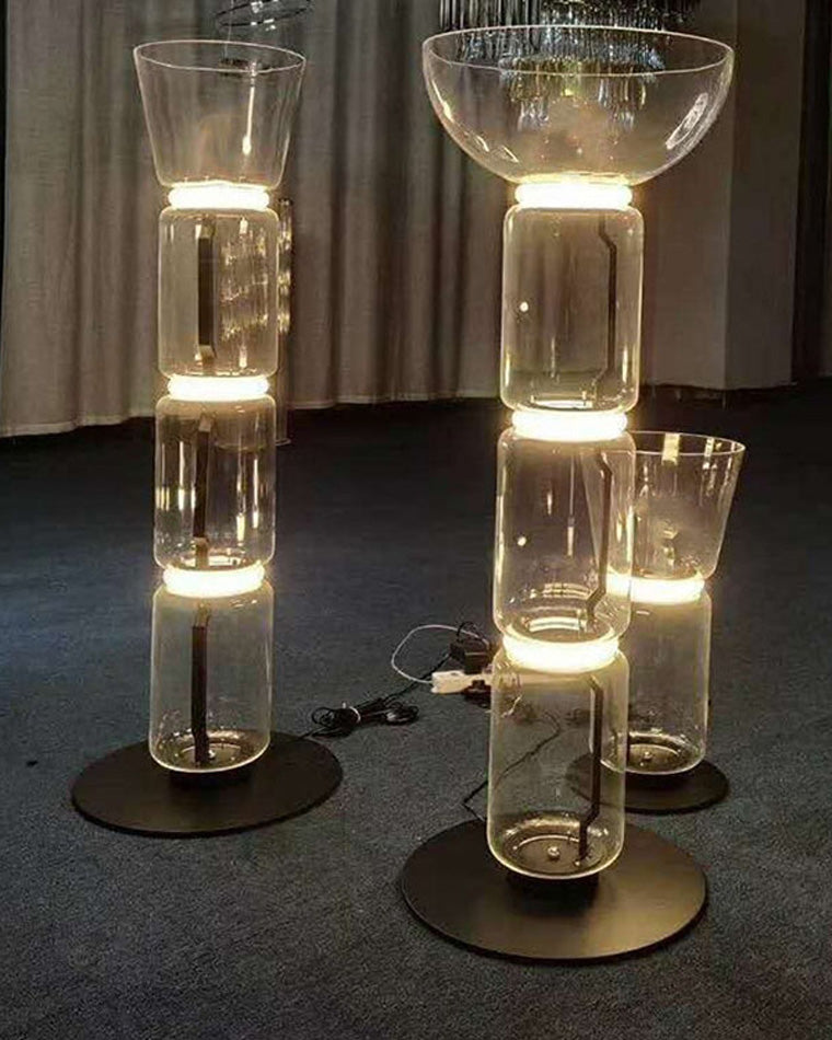 Diff Glass Column Torchiere Floor Lamp-DF7018