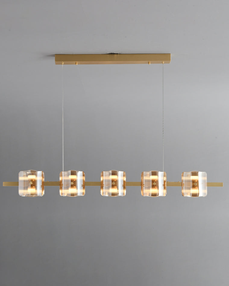 Diff Glass Brass Linear Chandelier-DF2219A
