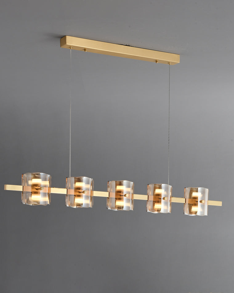 Diff Glass Brass Linear Chandelier-DF2219A