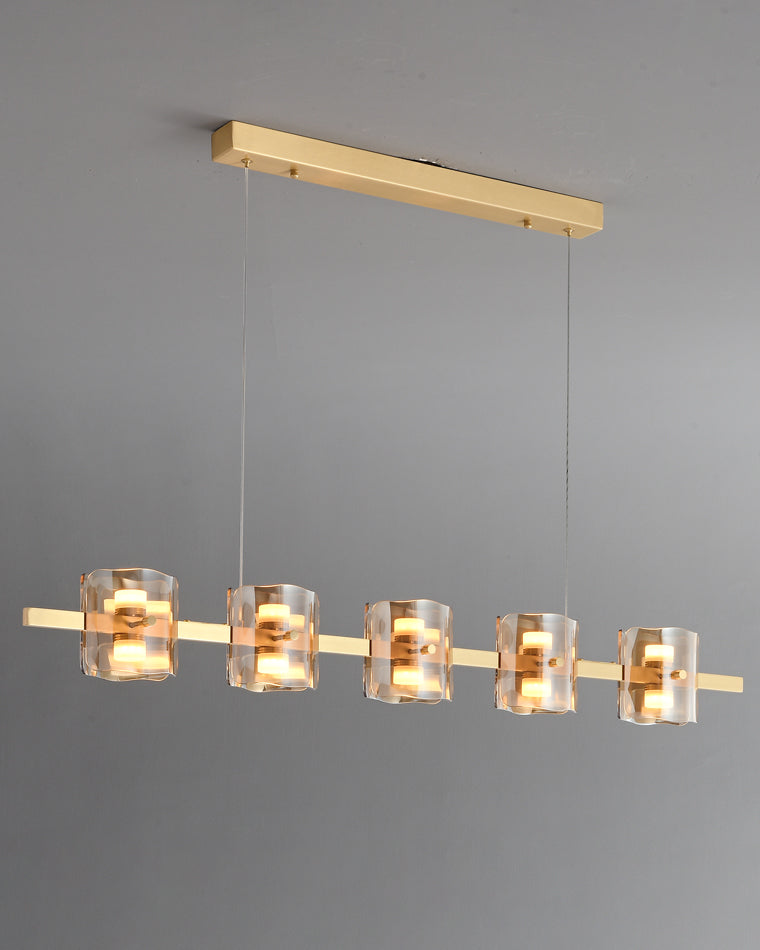 Diff Glass Brass Linear Chandelier-DF2219A