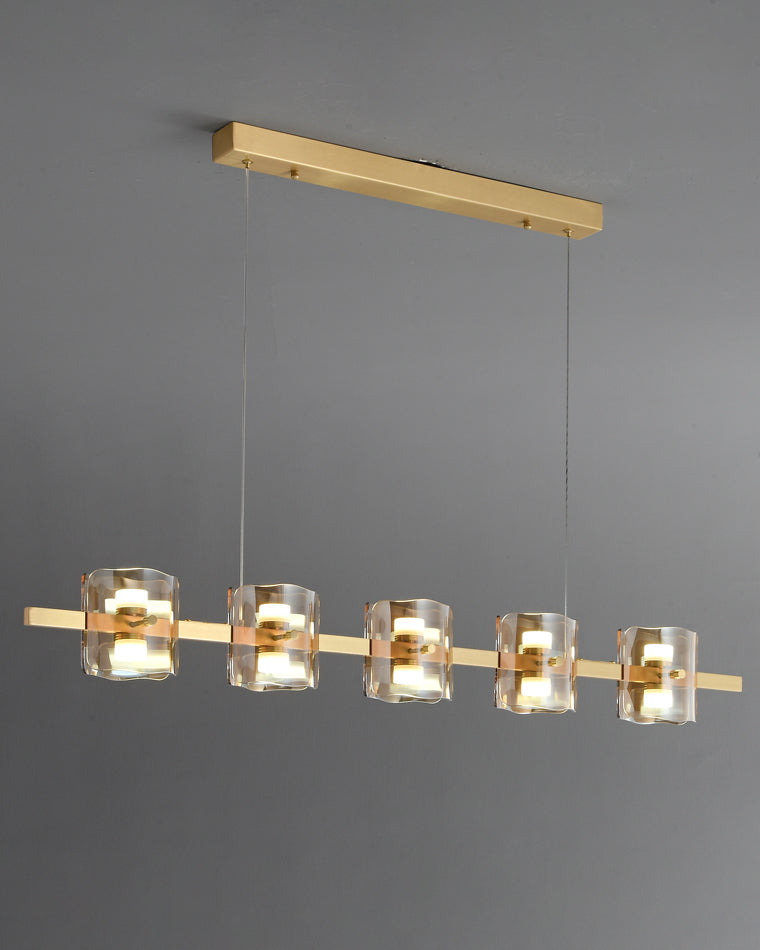 Diff Glass Brass Linear Chandelier-DF2219A