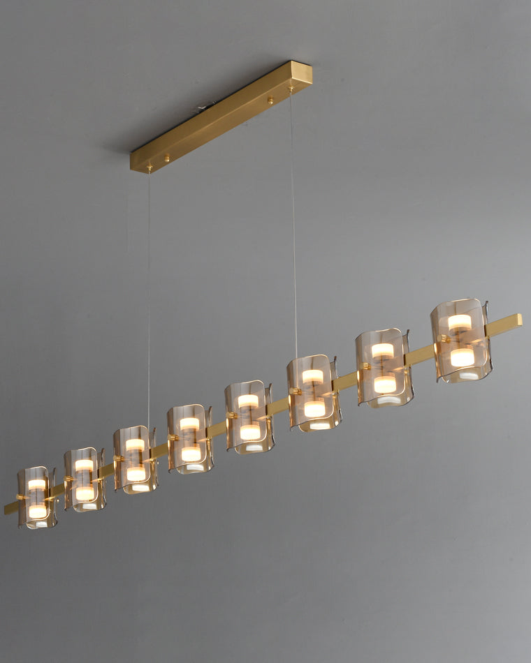 Diff Glass Brass Linear Chandelier-DF2219A