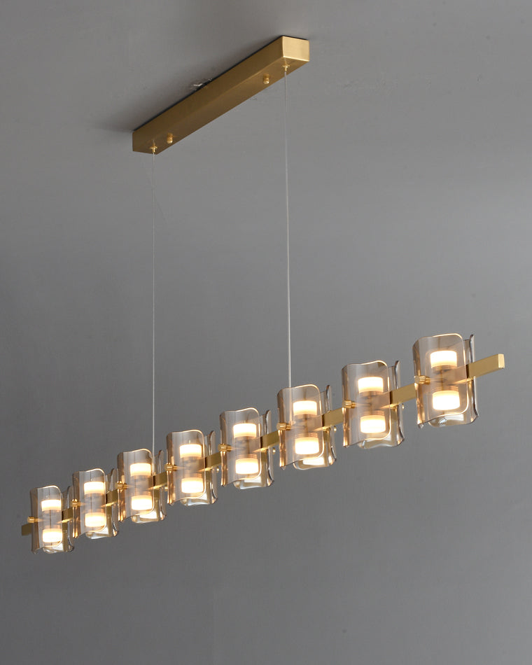 Diff Glass Brass Linear Chandelier-DF2219A
