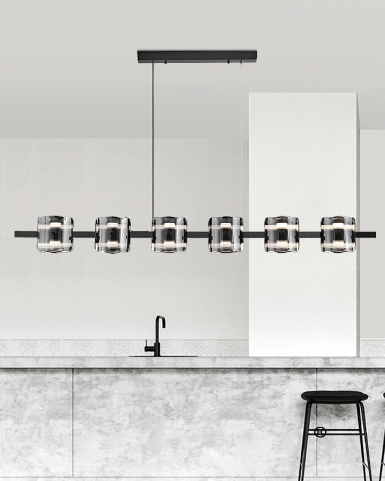 Diff Glass Brass Linear Chandelier-DF2219A