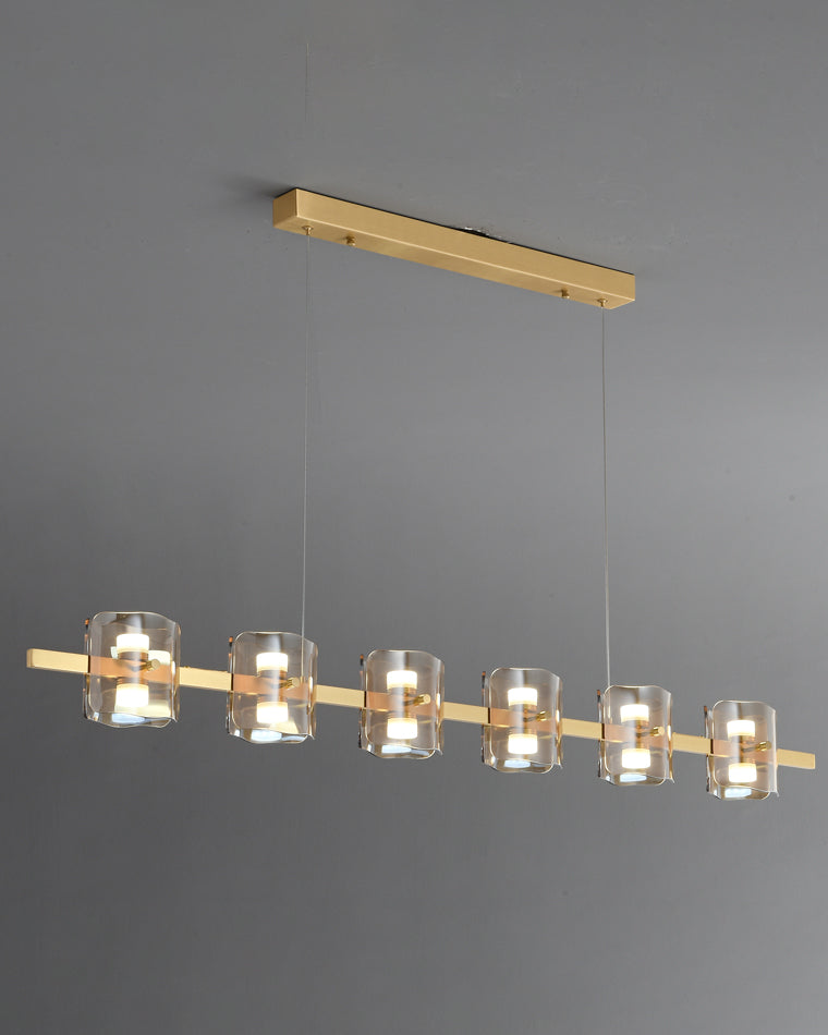 Diff Glass Brass Linear Chandelier-DF2219A