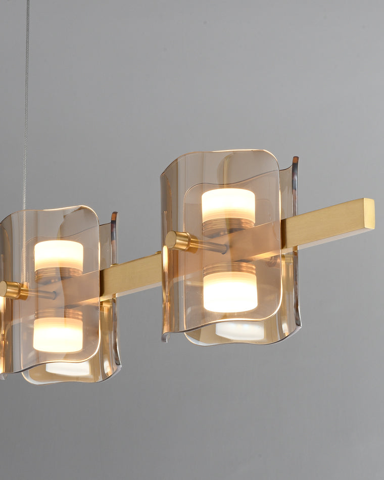 Diff Glass Brass Linear Chandelier-DF2219A