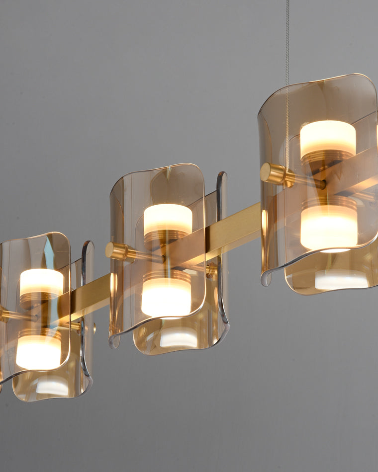 Diff Glass Brass Linear Chandelier-DF2219A