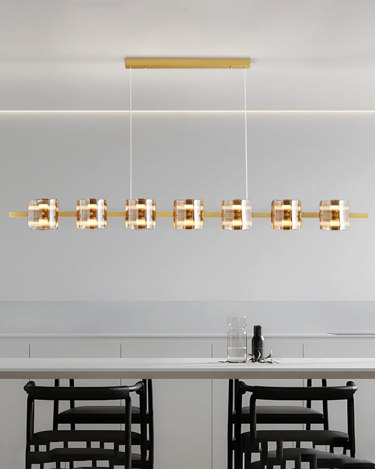 Diff Glass Brass Linear Chandelier-DF2219A