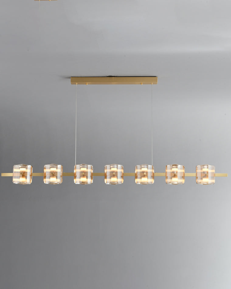 Diff Glass Brass Linear Chandelier-DF2219A
