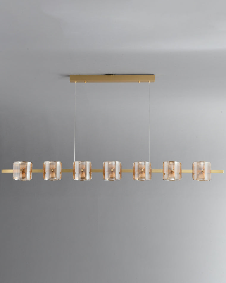 Diff Glass Brass Linear Chandelier-DF2219A