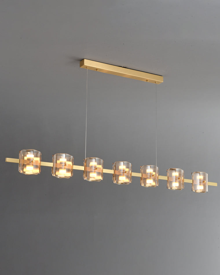 Diff Glass Brass Linear Chandelier-DF2219A
