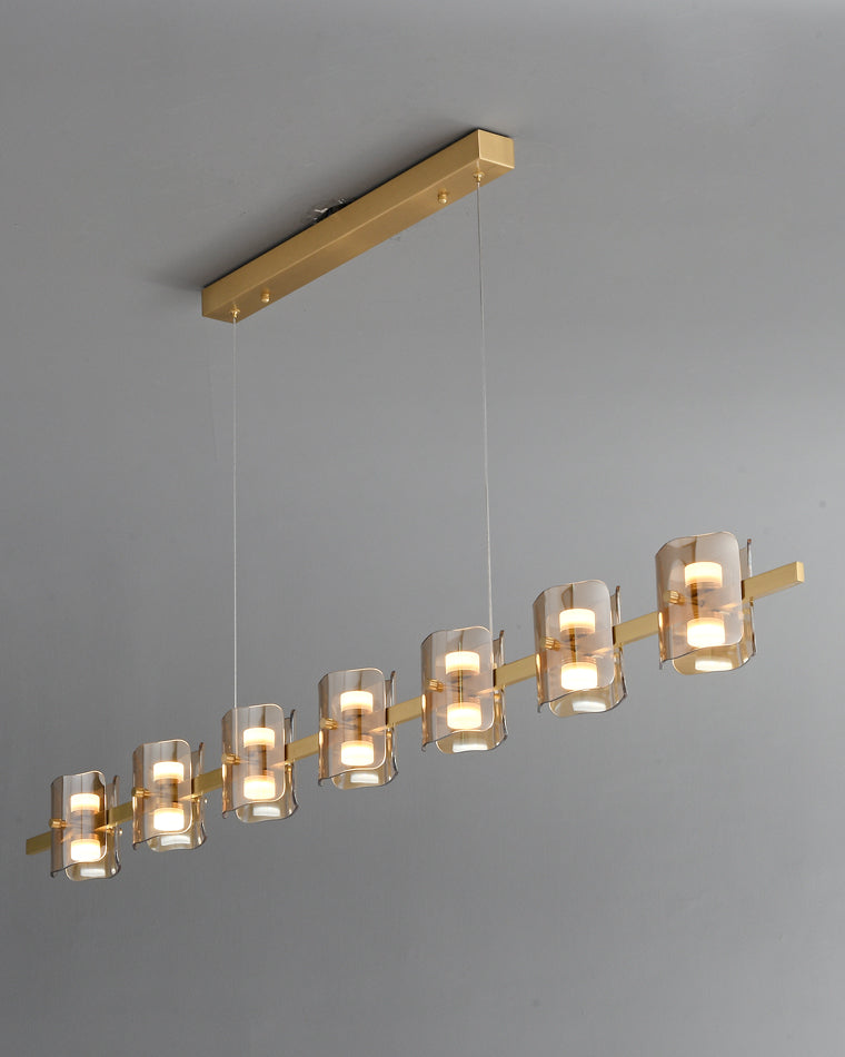 Diff Glass Brass Linear Chandelier-DF2219A