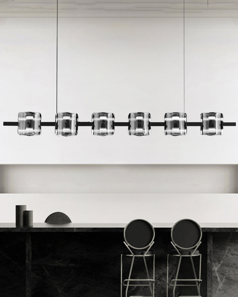 Diff Glass Brass Linear Chandelier-DF2219B