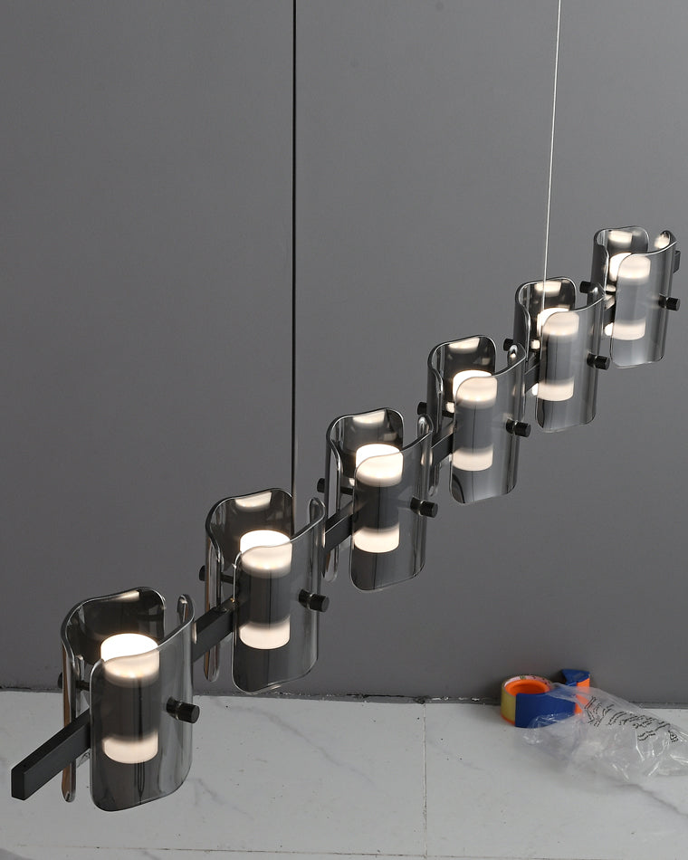Diff Glass Brass Linear Chandelier-DF2219B