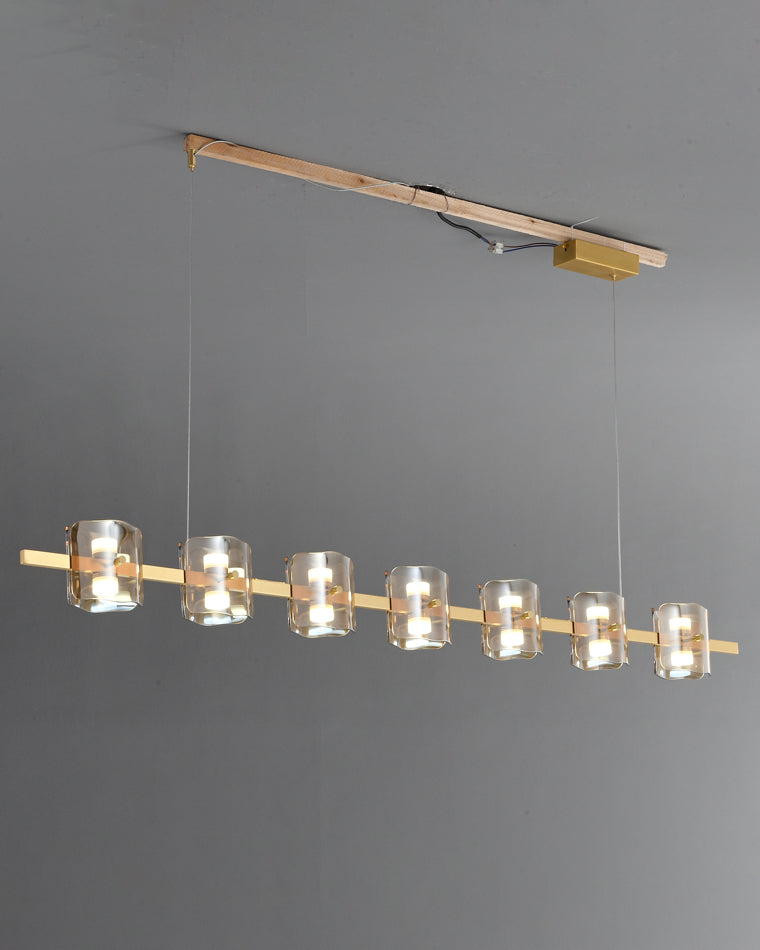 Diff Glass Brass Linear Chandelier-DF2219B