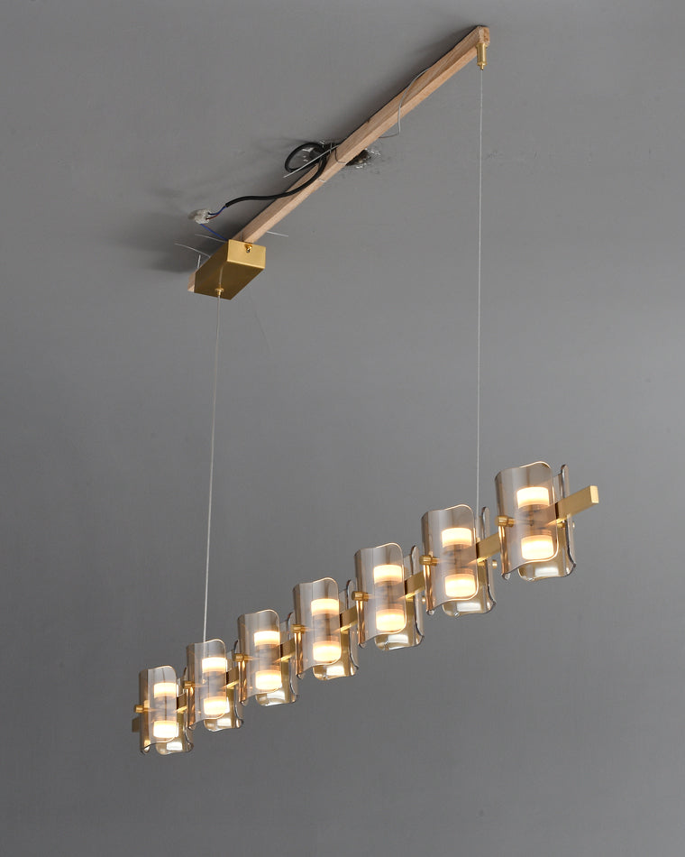 Diff Glass Brass Linear Chandelier-DF2219B