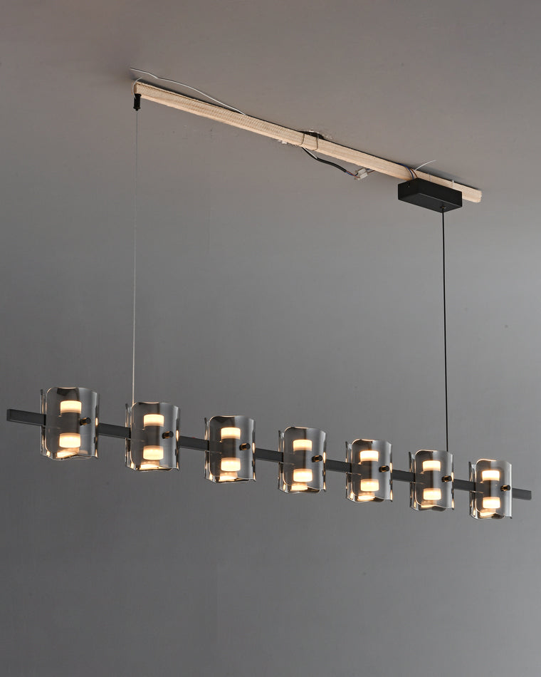Diff Glass Brass Linear Chandelier-DF2219B