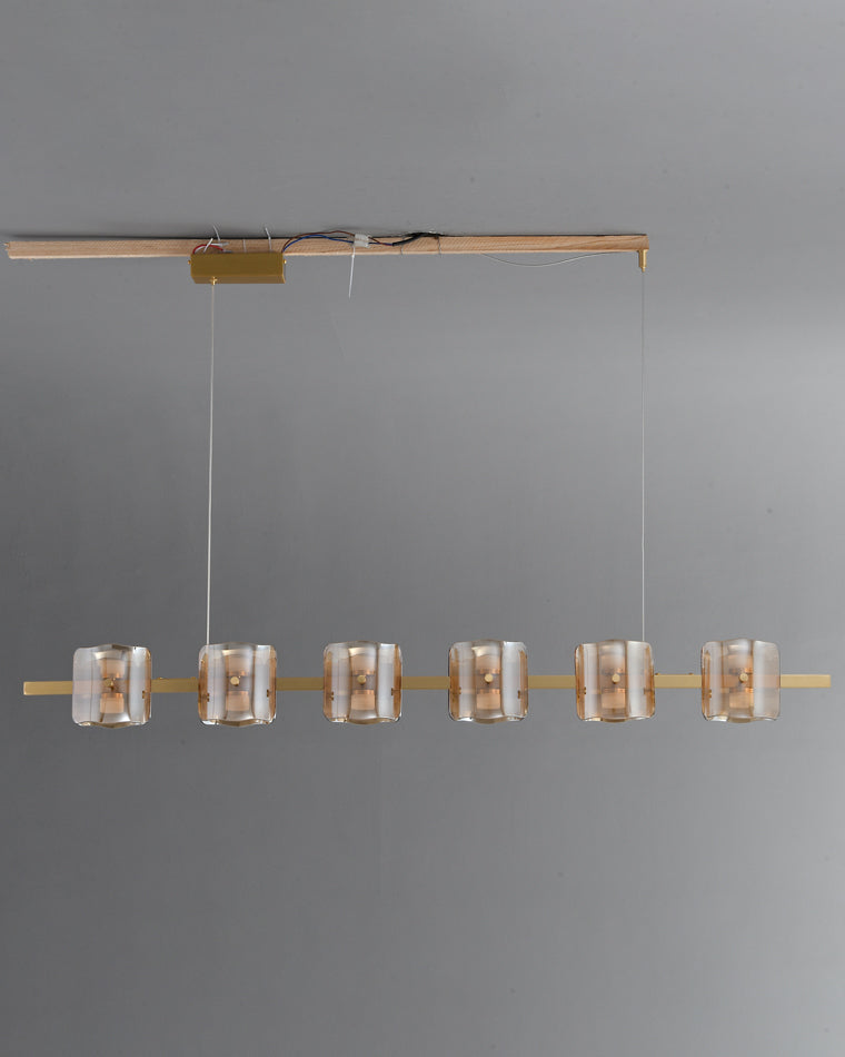 Diff Glass Brass Linear Chandelier-DF2219B