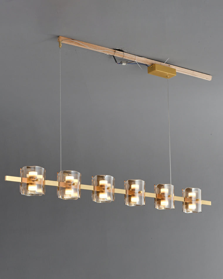 Diff Glass Brass Linear Chandelier-DF2219B