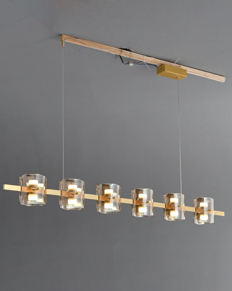 Diff Glass Brass Linear Chandelier-DF2219B