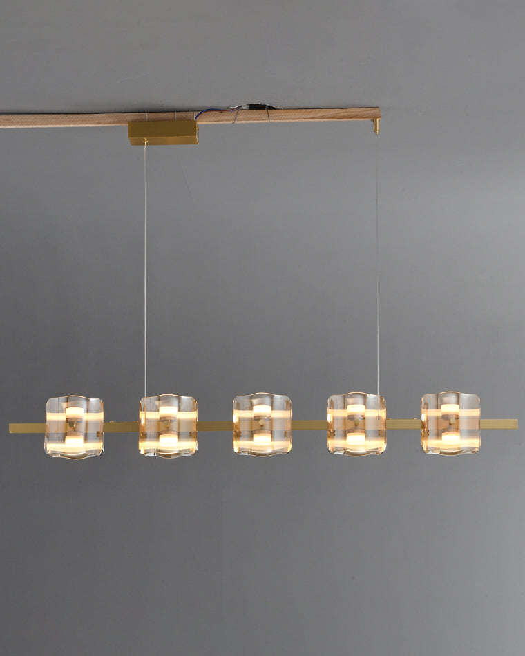 Diff Glass Brass Linear Chandelier-DF2219B