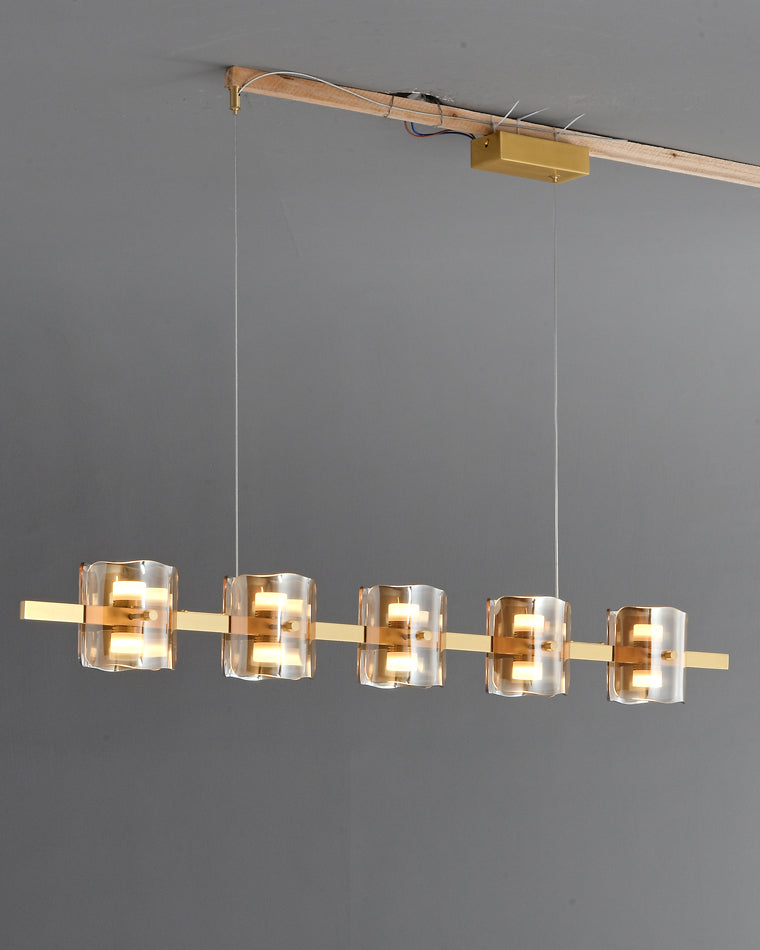 Diff Glass Brass Linear Chandelier-DF2219B