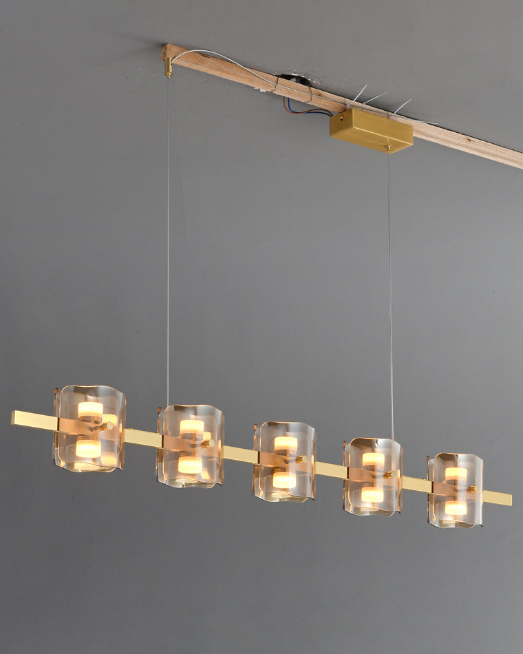 Diff Glass Brass Linear Chandelier-DF2219B