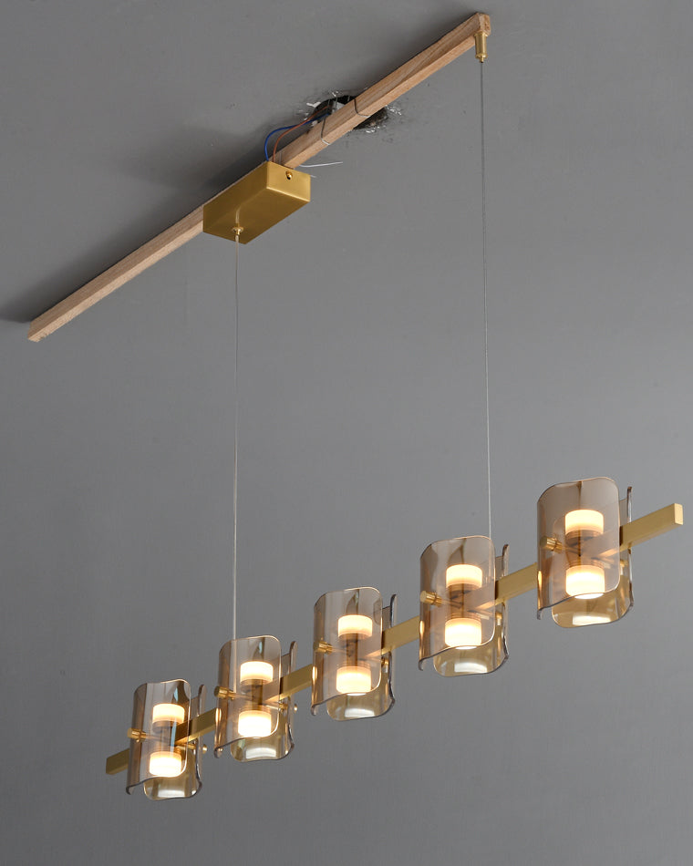 Diff Glass Brass Linear Chandelier-DF2219B
