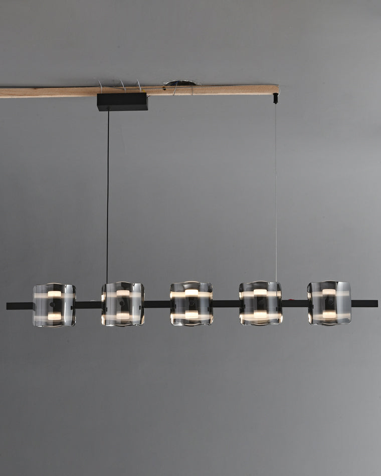 Diff Glass Brass Linear Chandelier-DF2219B