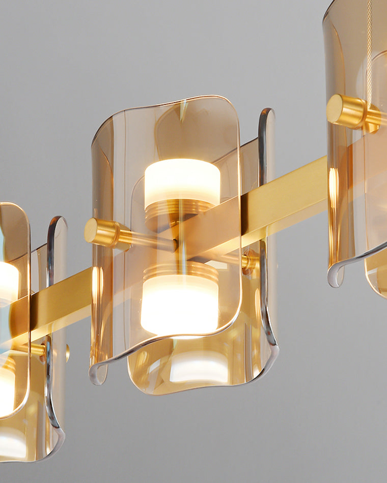 Diff Glass Brass Linear Chandelier-DF2219B