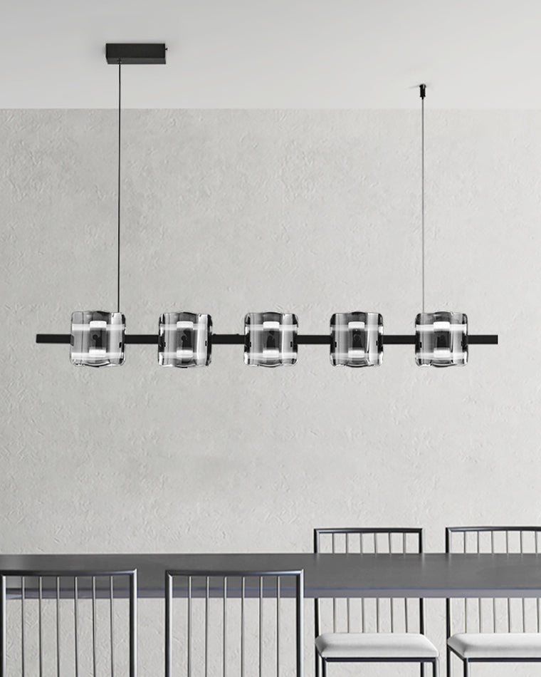 Diff Glass Brass Linear Chandelier-DF2219B