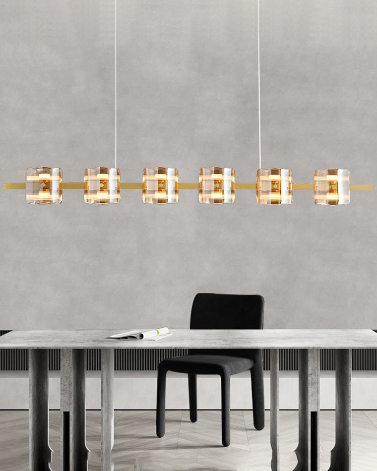 Diff Glass Brass Linear Chandelier-DF2219B
